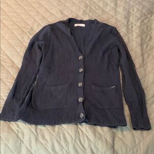 Hollister Blue Cardigan Sweater V-Neck Ribbed Knit